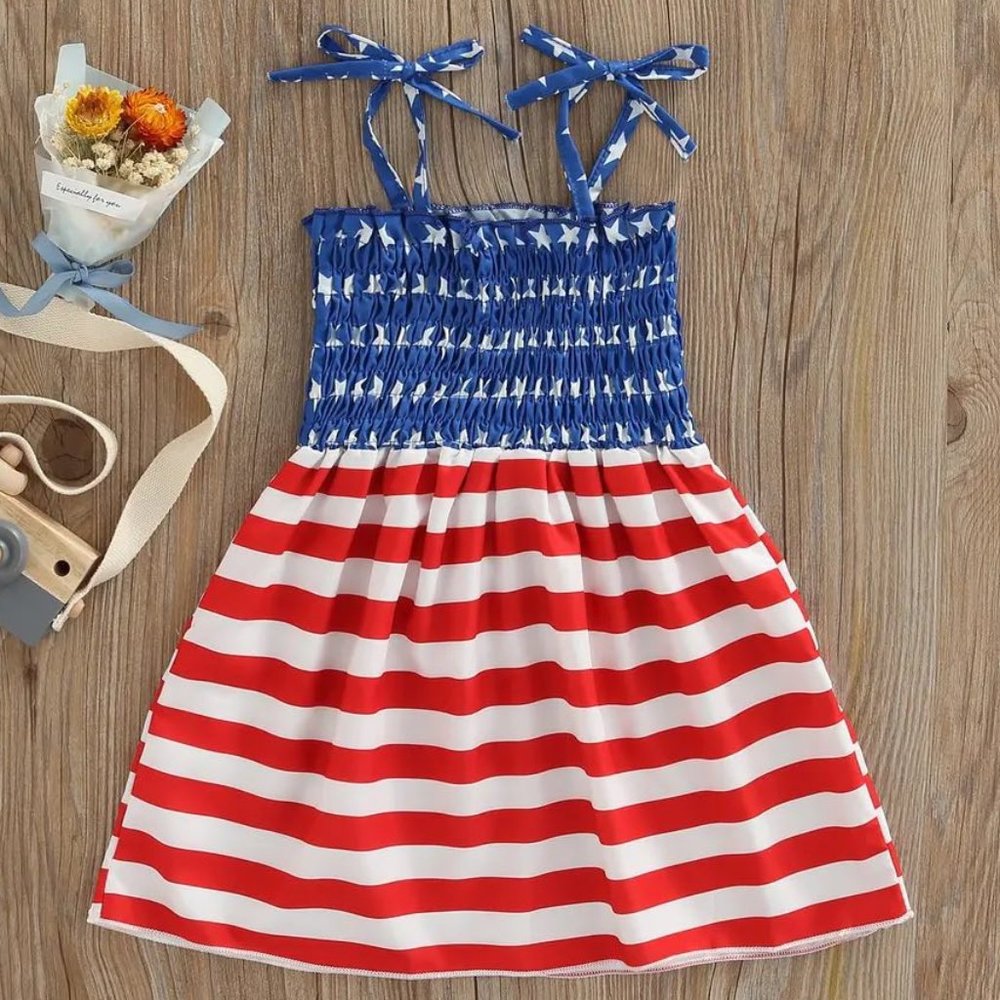 NEW Girl's Patriotic American Flag Dress
